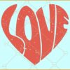 Love heart retro SVG, Retro Love Heart SVG, Valentines Day Svg, Retro Love Heart PNG