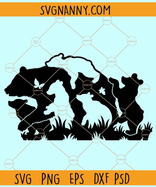 Mama bear 5 cubs SVG, Mothers Day SVG, mama bear and cubs svg, Bear Svg