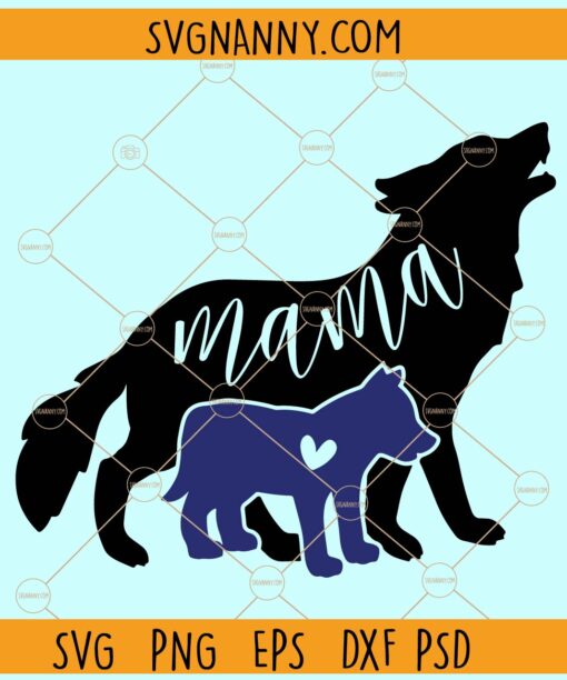 Mama wolf and baby SVG, Floral Mama wolf clipart svg, Mothers svg, Mama wolf svg