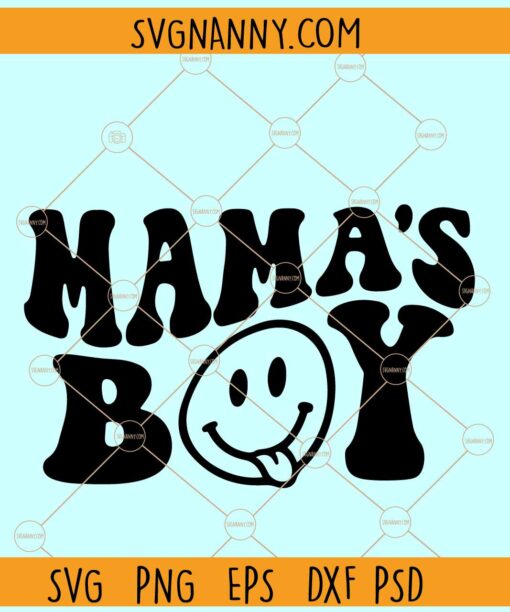Mama's Boys SVG, Retro smiley svg, Wavy text svg, Valentine's Day SVG
