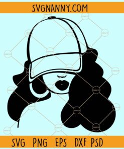 Melanin woman with baseball cap SVG, Afro Woman Cap Low Svg, Afro Woman Cap Low Silhouette svg