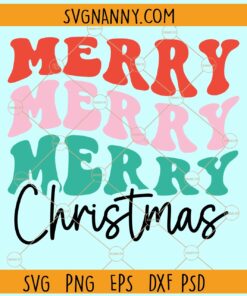 Merry Christmas wavy letters SVG, Retro Christmas svg, Merry Christmas svg file