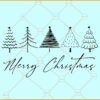 Merry Christmas with Tree SVG, Christmas trees svg, Merry Christmas svg file, Christmas svg