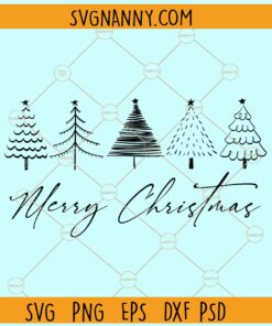 Merry Christmas with Tree SVG, Christmas trees svg, Merry Christmas svg file, Christmas svg