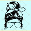 Messy bun SVG, Messy bun with sunglasses svg, Messy bun clipart svg
