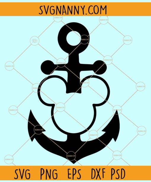 Mickey Anchor SVG, Anchor Mickey head SVG, Disney cruise svg, Disney goals svg
