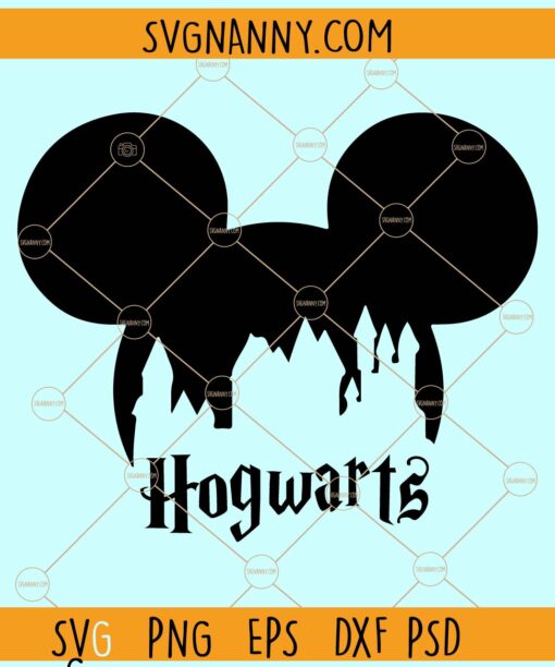 Mickey Head Hogwarts SVG, Hogwarts svg, mouse head svg, potter svg