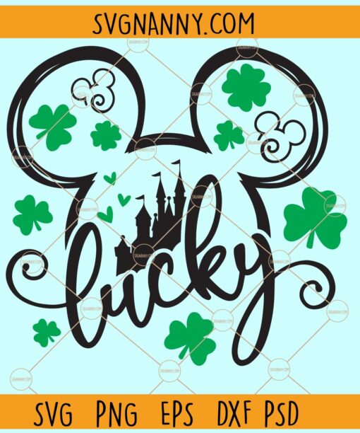 Mickey Mouse Lucky SVG, Lucky Svg, St Patricks day Svg, Mouse Castle Svg