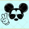 Mickey Mouse Peace sign SVG, Mickey mouse with red bow svg, Mouse svg