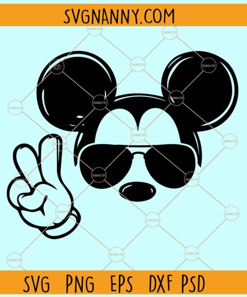 Mickey Mouse Peace sign SVG, Mickey mouse with red bow svg, Mouse svg