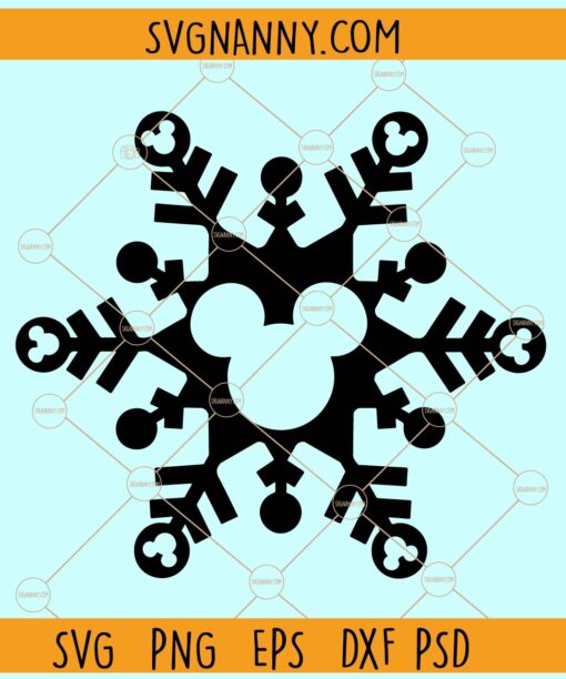 Mickey Mouse Snowflake SVG, Disneyland World Christmas Svg, Mickey Snowflake svg