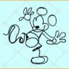 Mickey Mouse line art  SVG, Mickey Mouse Outline SVG, Mickey outline line drawing svg