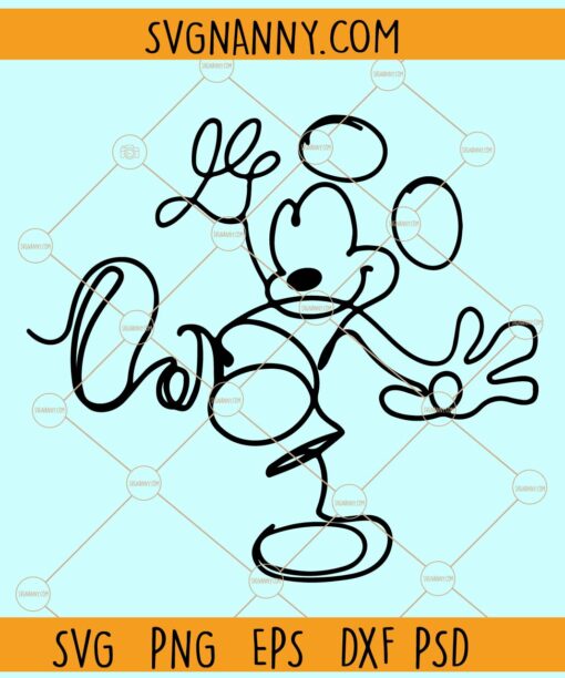 Mickey Mouse line art  SVG, Mickey Mouse Outline SVG, Mickey outline line drawing svg