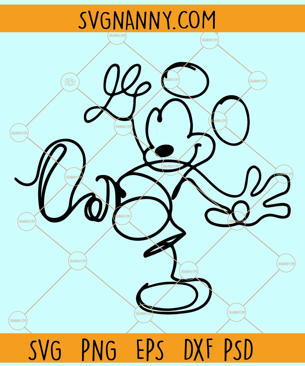 Mickey Mouse line art SVG, Mickey Mouse Outline SVG, Mickey ...