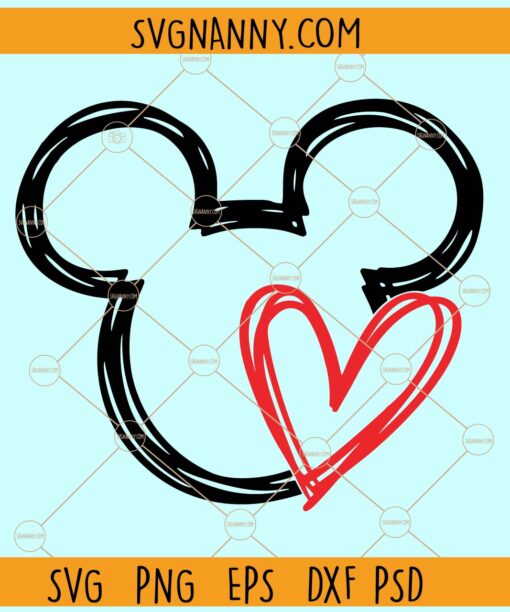 Mickey love heart SVG, Mickey Mouse SVG, Minnie Mouse svg, Valentine svg