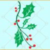 Mistletoe branch SVG, Holly berry svg, Mistletoe svg, Christmas sign svg, Christmas svg file