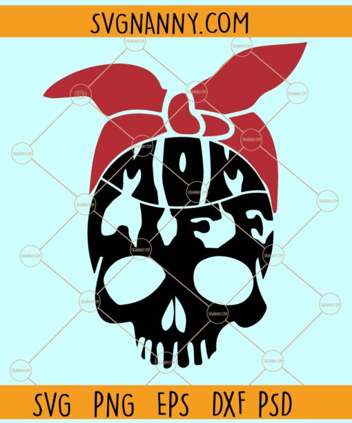 Mom Life Skull SVG, Mom Skull Svg, Messy Bun Skull Svg, Momlife SVG