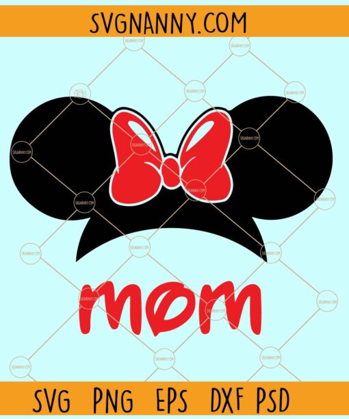 Mom mickey mouse with bow svg, Mickey mouse svg file, mickey mouse face svg