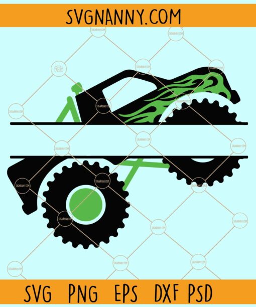 Monster Truck name frame SVG, Monster Truck split monogram svg, Monster Truck svg