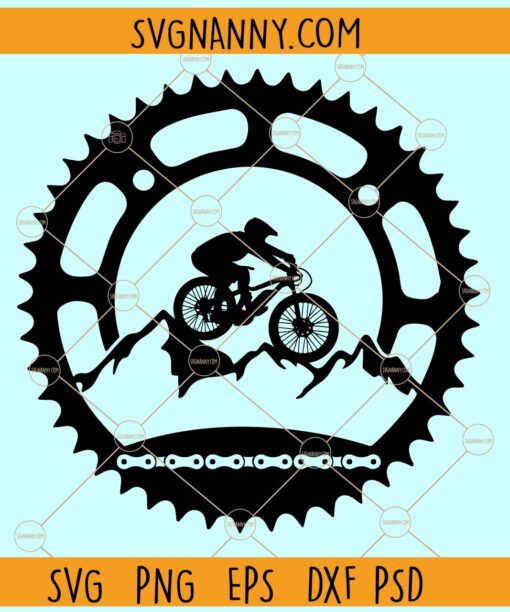 Mtb Bike Mountain Trail Sprocket svg, MTB Svg, Mountain Bike Svg Files, Cycling Svg