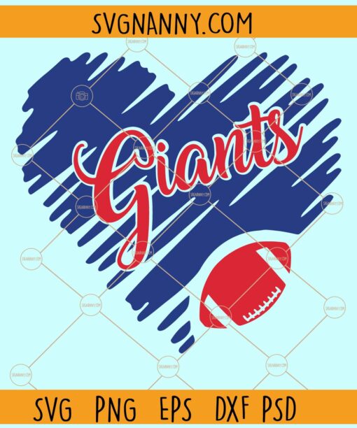 New York Giants Heart Svg, KC New York Giants Design svg, New York Giants Mascot Svg