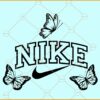 Nike logo with Butterflies SVG, Sports Brand Swoosh svg, Trendy Butterfly Svg