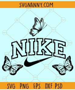Nike logo with Butterflies SVG, Sports Brand Swoosh svg, Trendy Butterfly Svg