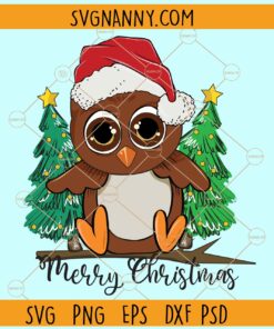 Owl with Santa hat SVG, Christmas Tree svg, Funny Christmas svg, Kids Christmas svg