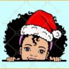 Peekaboo Girl Christmas Svg, Black Girl Christmas SVG, Afro Girl Svg, Black Girl Svg