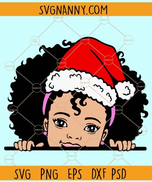 Peekaboo Girl Christmas Svg, Black Girl Christmas SVG, Afro Girl Svg, Black Girl Svg
