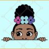 Peeking Afro Girl SVG , afro braids princess svg, cute little African American kid svg