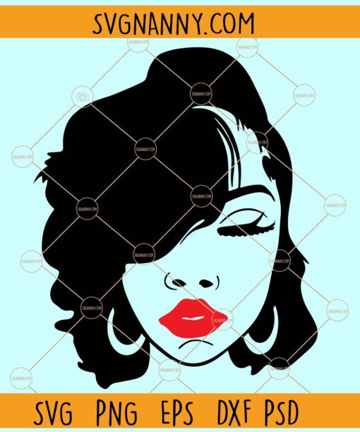 Pretty woman face SVG, Lipstick svg, Red Lips Svg, Afro SVG, Makeup Svg, Woman Face Svg