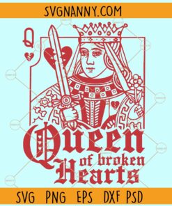 Queen of Broken Hearts SVG, Queen of Hearts svg, Playing card design svg,  Hearts svg