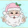 Retro Pink Santa Claus SVG, Santa Claus face svg, Christmas svg, Merry Christmas svg