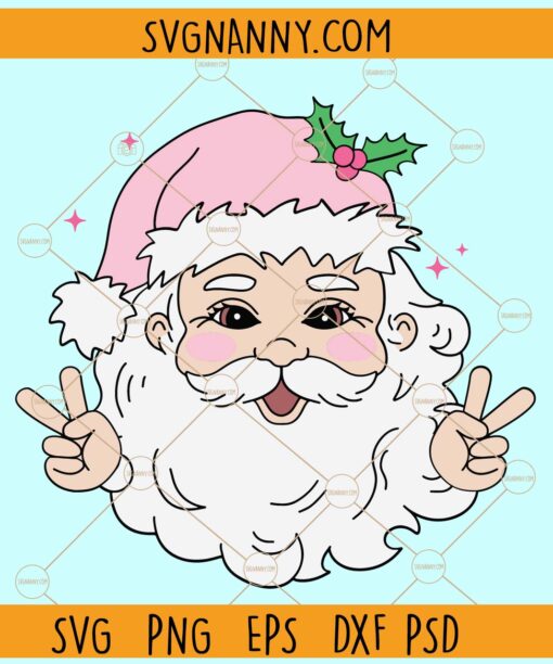 Retro Pink Santa Claus SVG, Santa Claus face svg, Christmas svg, Merry Christmas svg