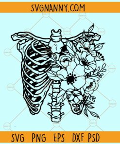 Rib Cage Floral Svg, Floral rib cage svg, Ribcage with flowers svg, Rib Cage Floral Svg