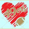 San Francisco 49ers Heart Svg, 49ers Heart Design svg, 49ers Mascot Svg, 49ers Heart Svg