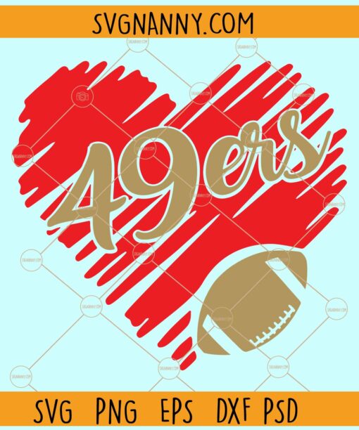 San Francisco 49ers Heart Svg, 49ers Heart Design svg, 49ers Mascot Svg, 49ers Heart Svg