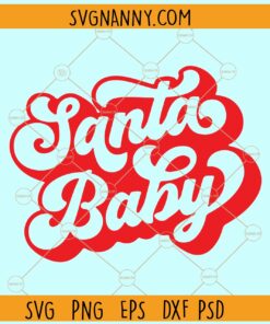 Santa baby retro wavy SVG, Retro Christmas svg, Wavy letters svg