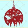 Santa ornament SVG, Santa Sleigh Ornament Svg, Flying Reindeers Svg