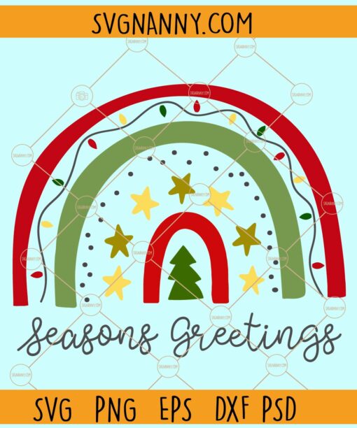 Seasons greetings rainbow svg, Christmas rainbow svg,  Christmas Clip Art svg