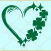 Shamrock Sparkly Heart SVG, Shamrock Heart Svg, St Patricks shirt Svg, Clover heart Svg