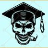 Skeleton with graduation cap SVG, Skeleton smoking weed svg, Skull In A Graduate Cap Svg
