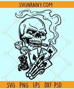 Skull Gambler smoking weed SVG, Skull Smoking weed joint Svg File, Skull Clipart  svg
