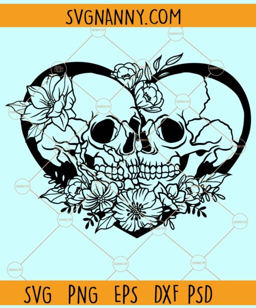 Skull Lovers SVG, Skull Lovers Heart design svg, Skeleton Valentine svg, Skeleton couple svg