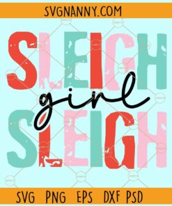 Girl Sleigh Retro SVG, Sleigh svg, Merry Christmas svg, Christmas svg file, Christmas svg png