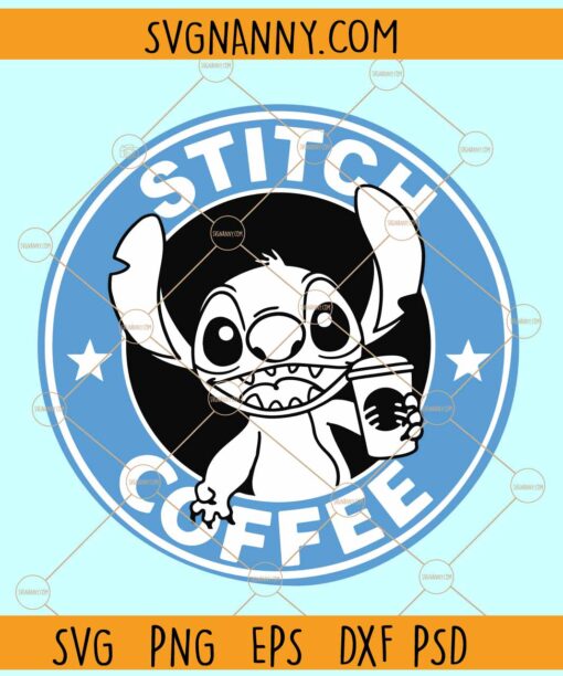 Stitch Coffee SVG, Stitch drinking Starbuck SVG, Stitch Disney Starbucks SVG