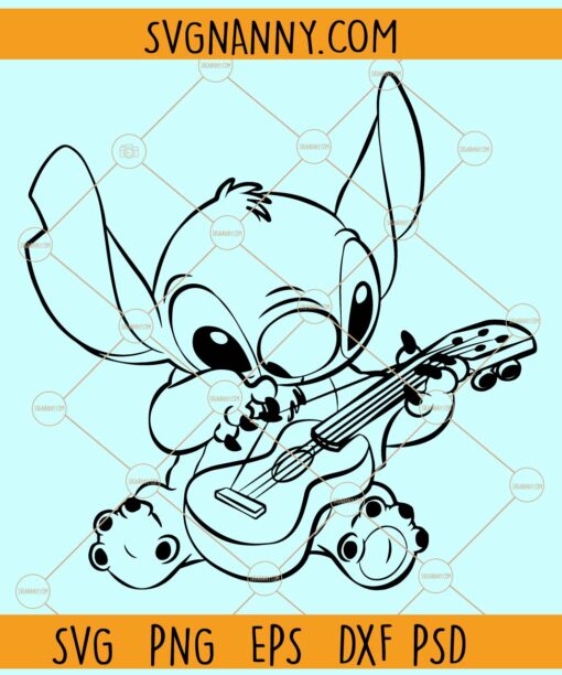 Stitch with guitar SVG, Guitar stitch SVG, Stitch SVG, Lilo and Stitch Svg