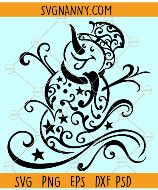 Swirly Snowman SVG, Snowman Svg, Snowman SVG File, Snowman Let it snow SVG