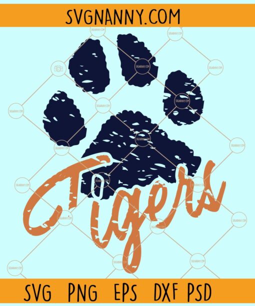 Tigers Paw Print SVG, Tigers SVG, Tigers Football svg, Tigers Football clipart svg